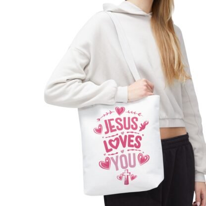 Inspirational Jesus Loves You Tote Bag | Christian Tote - Image 4