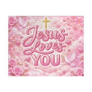 Jesus Loves You Puzzle — Pink Floral Puzzle